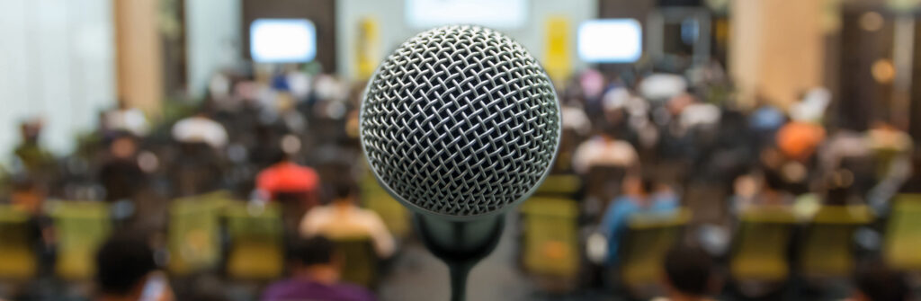 Microphone at the back of a lecture hall