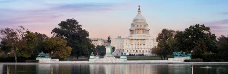 US capitol building in Washington DC at sunrise